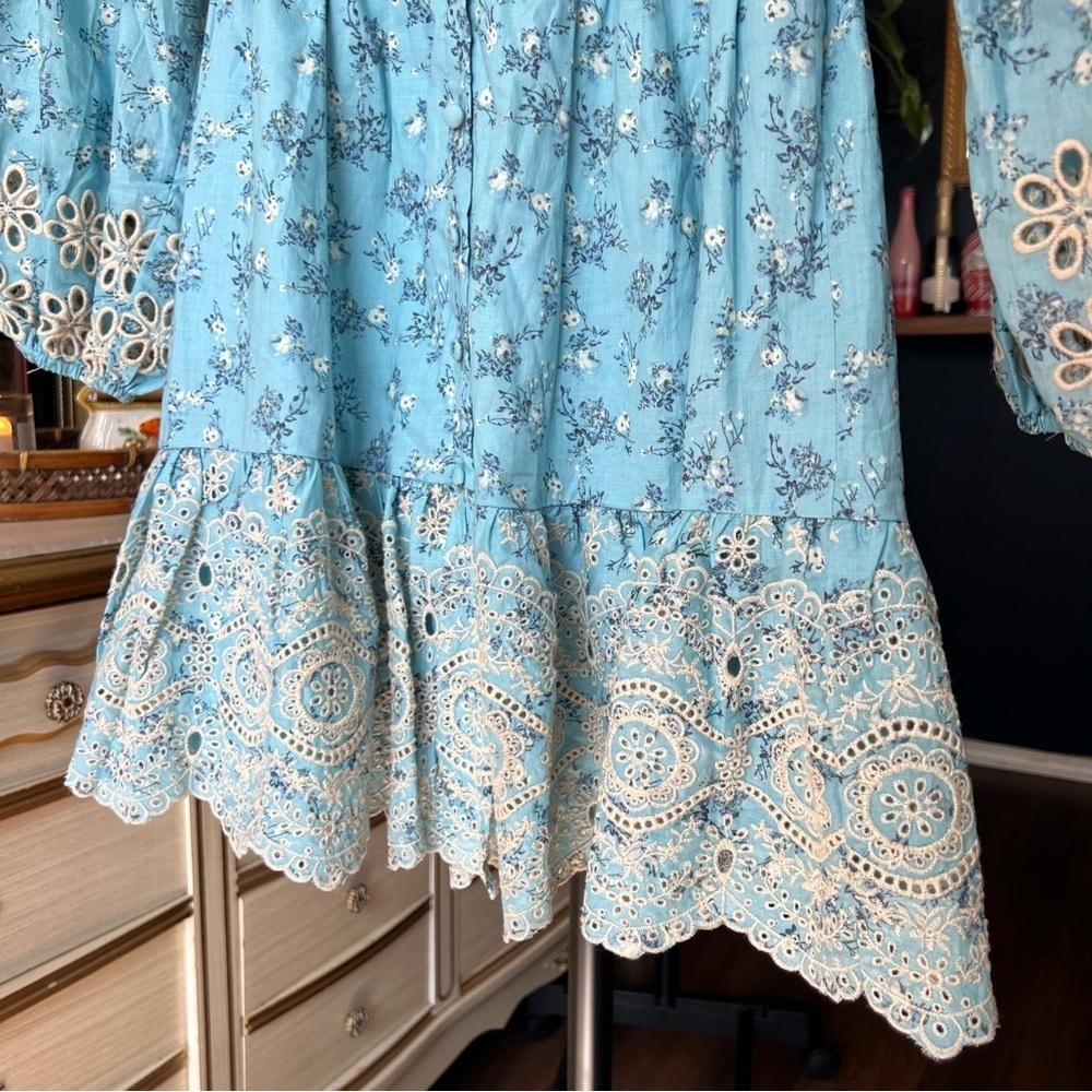 Anthropologie / A Collective Story Embroidered Balloon Sleeve Eyelet Dress XS - Picture 5 of 14